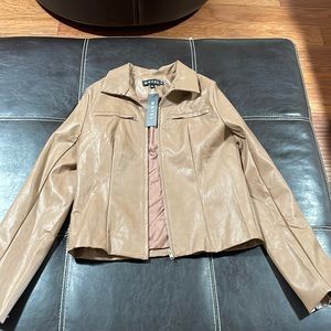 Nude PU Leather Zip up  jacket. Size M